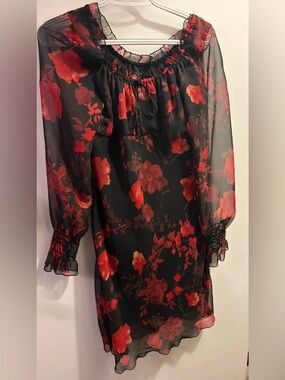 Studio Y Vintage Black and Red Floral Dress